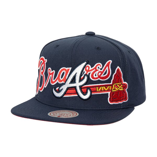 ミッチェル＆ネス ミッチェル&ネス メンズ 帽子 アクセサリー Atlanta Braves Mitchell & Ness Full Frontal Snapback Hat Navy