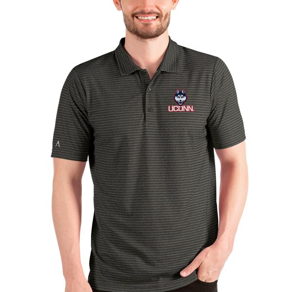 アンティグア メンズ ポロシャツ トップス UConn Huskies Antigua Esteem Polo Heathered Black/Silver