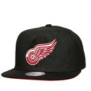 ミッチェル&ネス レディース 帽子 アクセサリー Mitchell & Ness Adult Detroit Red Wings Conference Patch Black Adjustable Hat -(4)