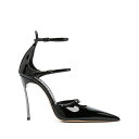 カサディ レディース ヒール シューズ 'rachel' Black Pointed Pumps With Straps In Patent Leather Woman Black