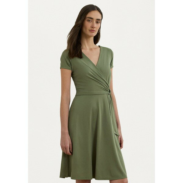 ラルフローレン レディース ワンピース トップス SURPLICE JERSEY DRESS - Shift dress - sage green