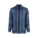 ヴェルサーチ メンズ シャツ トップス Printed Silk Shirt blue