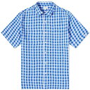 サンスペル メンズ シャツ トップス Sunspel Linen Short Sleeve Shirt Blue