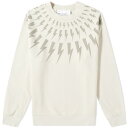 ニールバレット メンズ パーカー スウェットシャツ アウター Neil Barrett Fair-Isle Thunderbolt Easy Sweatshirt Neutrals