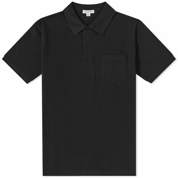 サンスペル メンズ ポロシャツ トップス Sunspel Riviera Polo Black