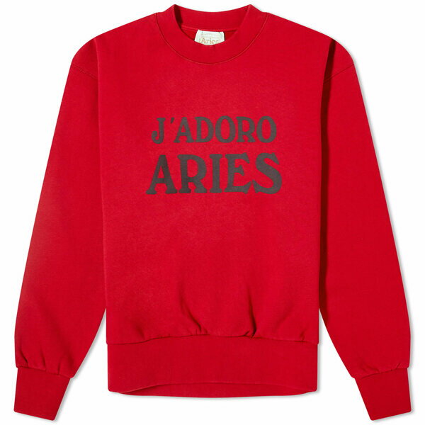 アリーズ レディース パーカー・スウェットシャツ アウター Aries J'Adoro Aries Crew Sweat Red