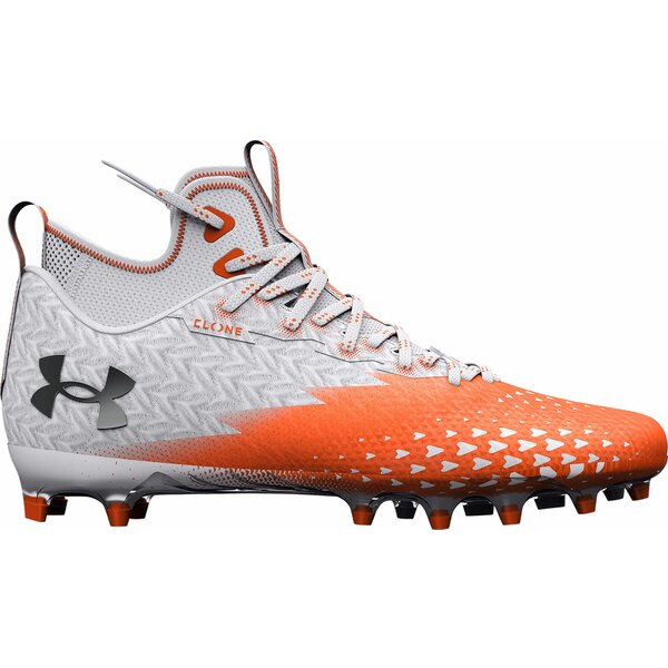 A_[A[}[ Y TbJ[ X|[c Under Armour Men's Spotlight Clone MC Football Cleats White/Orange