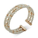 ANC fB[X uXbgEoOEANbg ANZT[ Gold-Tone Imitation Pearl Beaded Cuff Bracelet Crystal