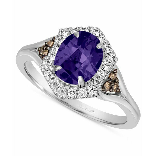 ルヴァン レディース リング アクセサリー Blueberry Tanzanite (1 ct. t.w.) & Diamond (1/3 ct. t.w.) Halo Ring in 14k White Gold ..