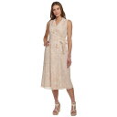 ダナ キャラン ニューヨーク レディース ワンピース トップス Women's Printed Chiffon Side-Tie Midi Dress Beige Multi