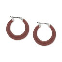 ラッキーブランド レディース ピアス＆イヤリング アクセサリー Silver-Tone Pink Enamel Small Hoop Earrings, 1