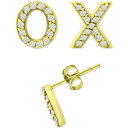 Wj xj[j fB[X sAXCO ANZT[ Cubic Zirconia X & O Mismatch Stud Earrings, Created for Macy's Gold