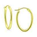 Wj xj[j fB[X sAXCO ANZT[ Polished Oval Small Hoop Earrings, 15mm, Created for Macy's Gold Over Silver