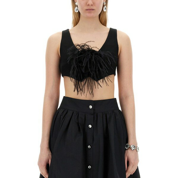 モスキーノ レディース カットソー トップス Vests With Rose. BLACK