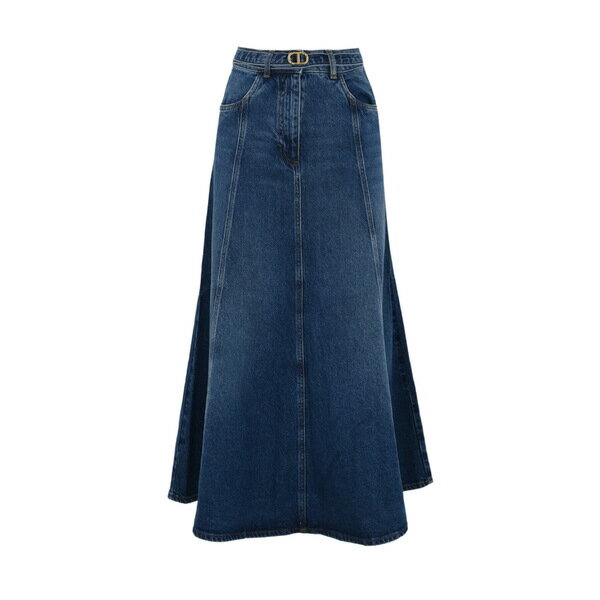 ツインセット レディース ベルト アクセサリー Denim Skirt With Oval-t Belt Denim