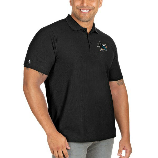 AeBOA Y |Vc gbvX San Jose Sharks Antigua Big & Tall Legacy Pique Polo Black