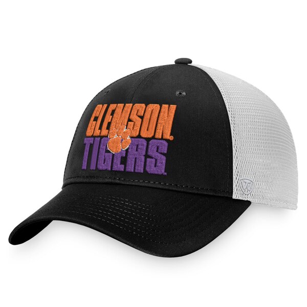 トップ・オブ・ザ・ワールド メンズ 帽子 アクセサリー Clemson Tigers Top of the World Stockpile Trucker Snapback Hat Black/White