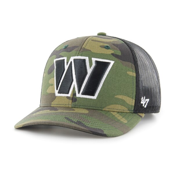 tH[eB[Zu Y Xq ANZT[ Washington Commanders '47 Trucker Adjustable Hat Camo/Black