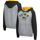 コロシアム レディース パーカー・スウェットシャツ アウター Iowa Hawkeyes Colosseum Women's Contrast Raglan Pullover Hoodie Heathered Gray