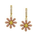 xbcBW\ fB[X sAXCO ANZT[ Faux Stone Daisy Charm Huggies Earrings Pink, Gold