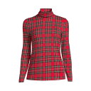 ランズエンド レディース カットソー トップス Women's Lightweight Fitted Long Sleeve Turtleneck Tee Rich red multi tartan