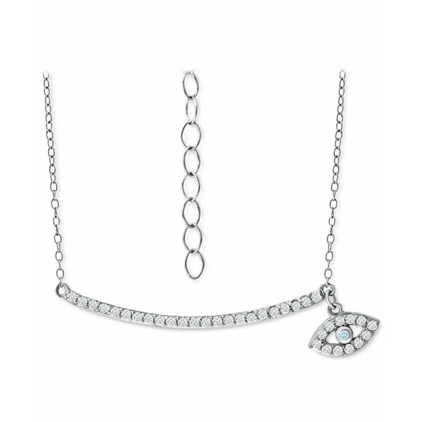  ٥ˡ ǥ ͥå쥹硼ڥȥȥå ꡼ Cubic Zirconia Curved Bar &Evil Eye Pendant Necklace, 16