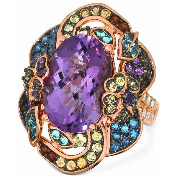ルヴァン レディース リング アクセサリー Crazy Collection&reg; Multi-Gemstone (7-7/8 ct. t.w.) & Nude Diamond (3/8 ct. t.w.) Statement Ring in 14k Rose Gold Amethyst