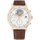 g~[ qtBK[ Y rv ANZT[ Men's Multifunction Brown Leather Watch 44mm Brown