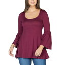 24セブンコンフォート レディース カットソー トップス Women's Bell Sleeve Flared Tunic Top Plum