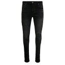 アミリ メンズ デニムパンツ ボトムス Black Skinny Jeans With Crystal Embellished Logo And Used Effect In Stretch Cotton Denim Man Black