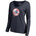 t@ieBNX fB[X TVc gbvX New York Yankees Fanatics Branded Women's Cooperstown Collection Forbes Long Sleeve VNeck TShirt Navy