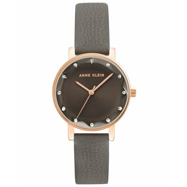 アンクライン レディース 腕時計 アクセサリー Women's Gray Leather with Rose Gold-Tone Lugs Strap Watch, 32mm Gray