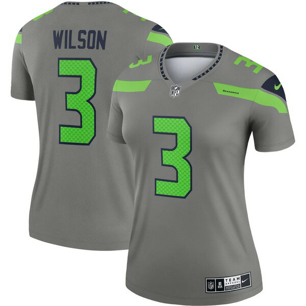 ナイキ レディース ユニフォーム トップス Russell Wilson Seattle Seahawks Nike Women's Inverted Legend Jersey Gray