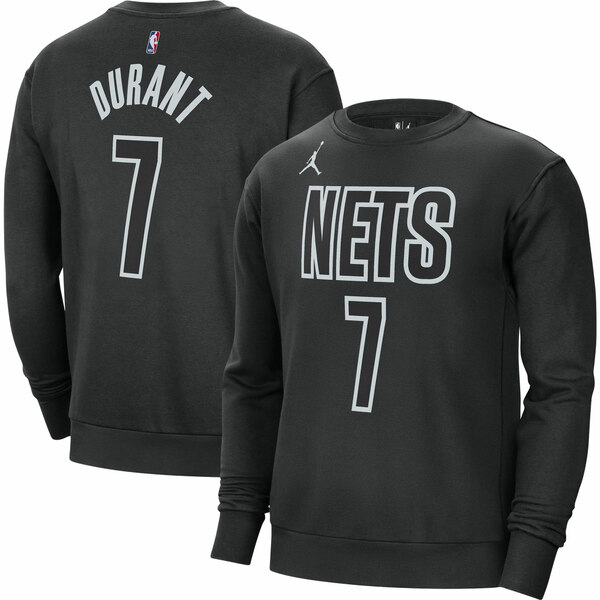 ジョーダン メンズ パーカー スウェットシャツ アウター Kevin Durant Brooklyn Nets Jordan Brand Statement Name Number Pullover Sweatshirt Black
