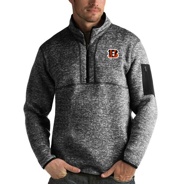 ƥ  㥱åȡ֥륾  Cincinnati Bengals Antigua Fortune QuarterZip Pullover Jacket Heather Black