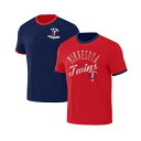 ファナティクス メンズ Tシャツ トップス Men's Darius Rucker Collection by Navy, Red Minnesota Twins Two-Way Ringer Reversible T-shirt Navy, Red(4)