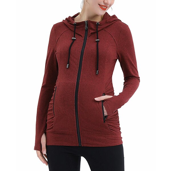 キミ アンド カイ レディース ジャケット＆ブルゾン アウター Maternity Essential Ruched Hooded Active Jacket Maple red