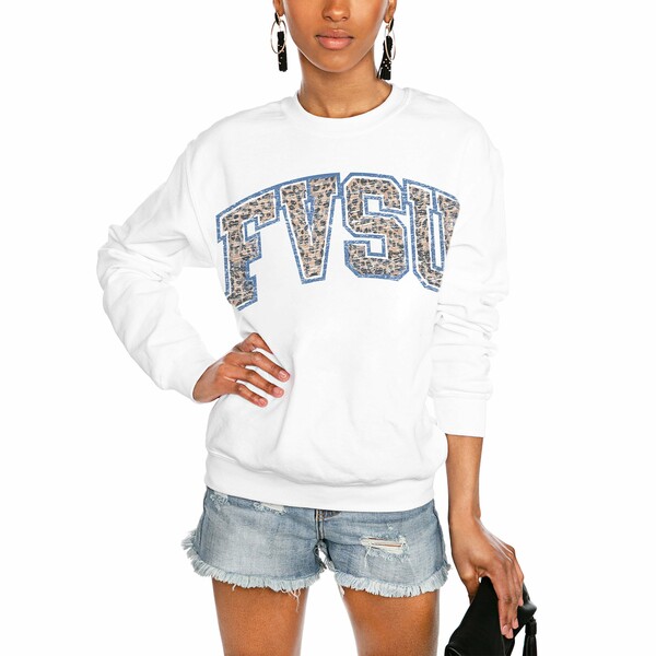 ゲームデイ レディース パーカー スウェットシャツ アウター Fort Valley State Wildcats Gameday Couture Women 039 s Distressed Snap Perfect Oversized Pullover Sweatshirt White