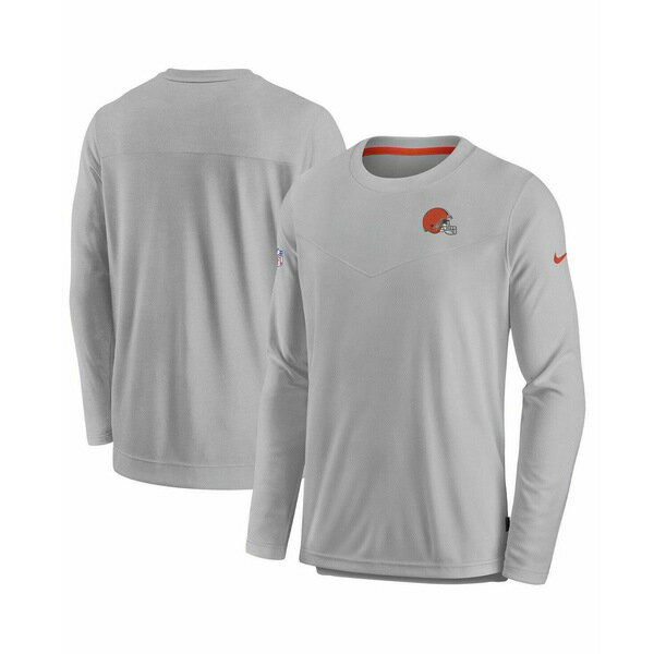 ナイキ レディース Tシャツ トップス Men 039 s Gray Cleveland Browns Sideline Lockup Performance Long Sleeve T-shirt Gray