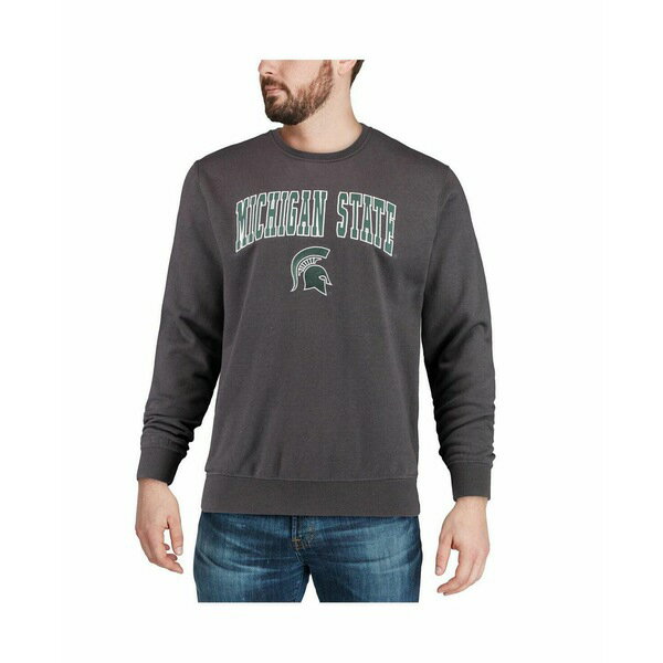 コロシアム レディース パーカー・スウェットシャツ アウター Men's Charcoal Michigan State Spartans Arch and Logo Crew Neck Sweatshirt Charcoal