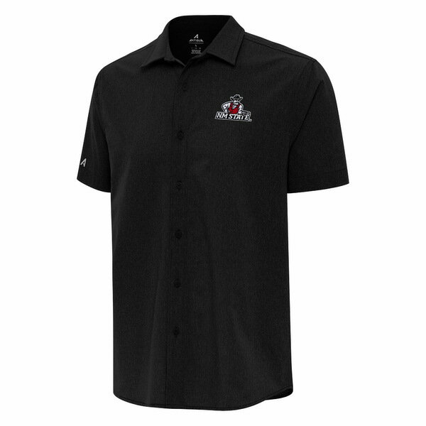 アンティグア メンズ Tシャツ トップス New Mexico State Aggies Antigua Activate Woven Short Sleeve ButtonUp Shirt Black