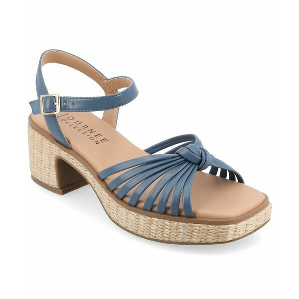 ジャーニーコレクション レディース サンダル シューズ Women's Hally Platform Block Heel Sandals Blue