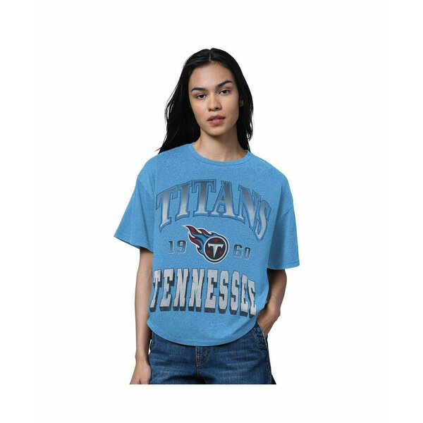 スターター レディース カットソー トップス Women's Light Blue Tennessee Titans Oversized Hall of ..