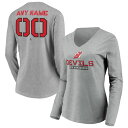 ファナティクス レディース Tシャツ トップス New Jersey Devils Fanatics Branded Women 039 s Any Name Number Personalized Evanston Stencil Long Sleeve VNeck TShirt Gray