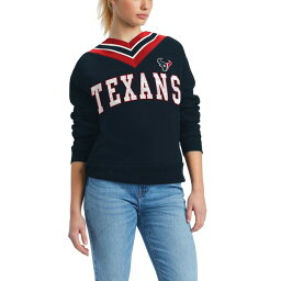 トミー ヒルフィガー レディース シャツ トップス Houston Texans Tommy Hilfiger Women's Heidi VNeck Pullover Sweatshirt Navy