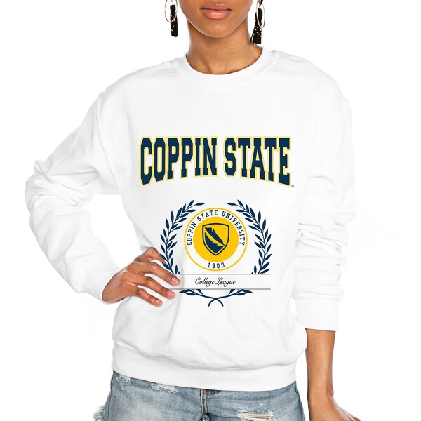 ゲームデイ レディース パーカー・スウェットシャツ アウター Coppin State Eagles Gameday Couture Women's It's a Vibe Classic Fleece Crewneck Pullover Sweatshirt White