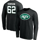 ファナティクス メンズ Tシャツ トップス New York Jets Fanatics Branded Team Authentic Personalized Name Number Long Sleeve TShirt Hanson,Jake-62