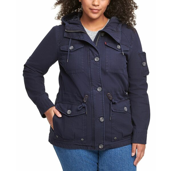 リーバイス レディース ジャケット&ブルゾン アウター Trendy Plus Size Cotton Hood Utility Jacket Navy