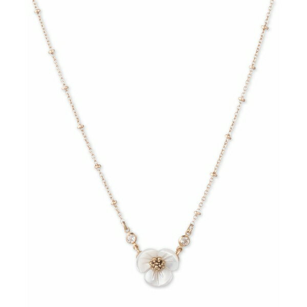 iAh[ fB[X lbNXE`[J[Ey_ggbv ANZT[ Gold-Tone Crystal & Imitation Mother-of-Pearl Flower Pendant Necklace, 16