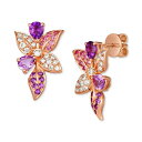 ルヴァン レディース ピアス＆イヤリング アクセサリー Multi-Gemstone (1-1/4 ct. t.w.) & Nude Diamond (1/3 ct. t.w.) Flower Drop Earrings in 14k Rose Gold No Color